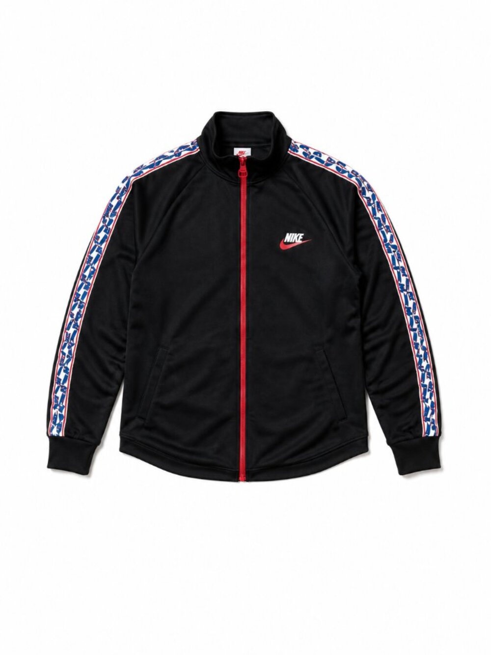 Nike Logo Tape Track Jacket Full Zip Black Red Y2K Streetwear Men's Small
